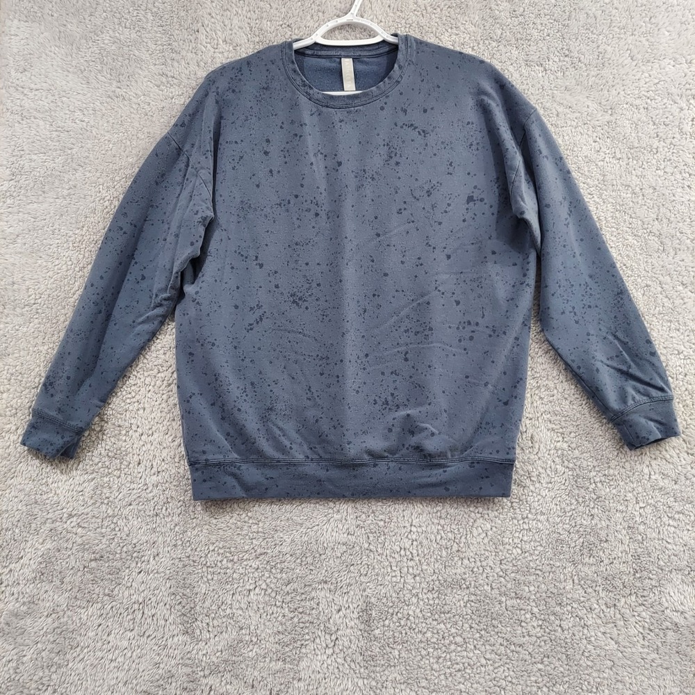 Athleta Sweatshirt Womens Small Blue Splatter Print Relaxed Crew Neck Pullover